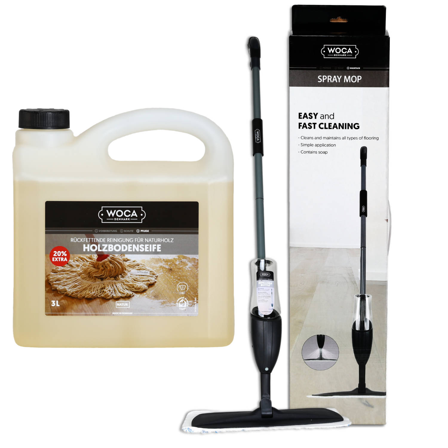 WOCA Clean & Care Spraymop Set klein - geölte Böden